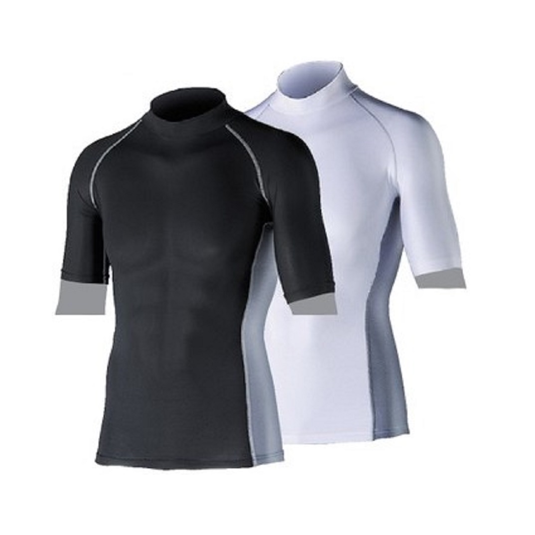 BT冷感 消臭半袖ハイネックシャツ ブラック・ホワイト