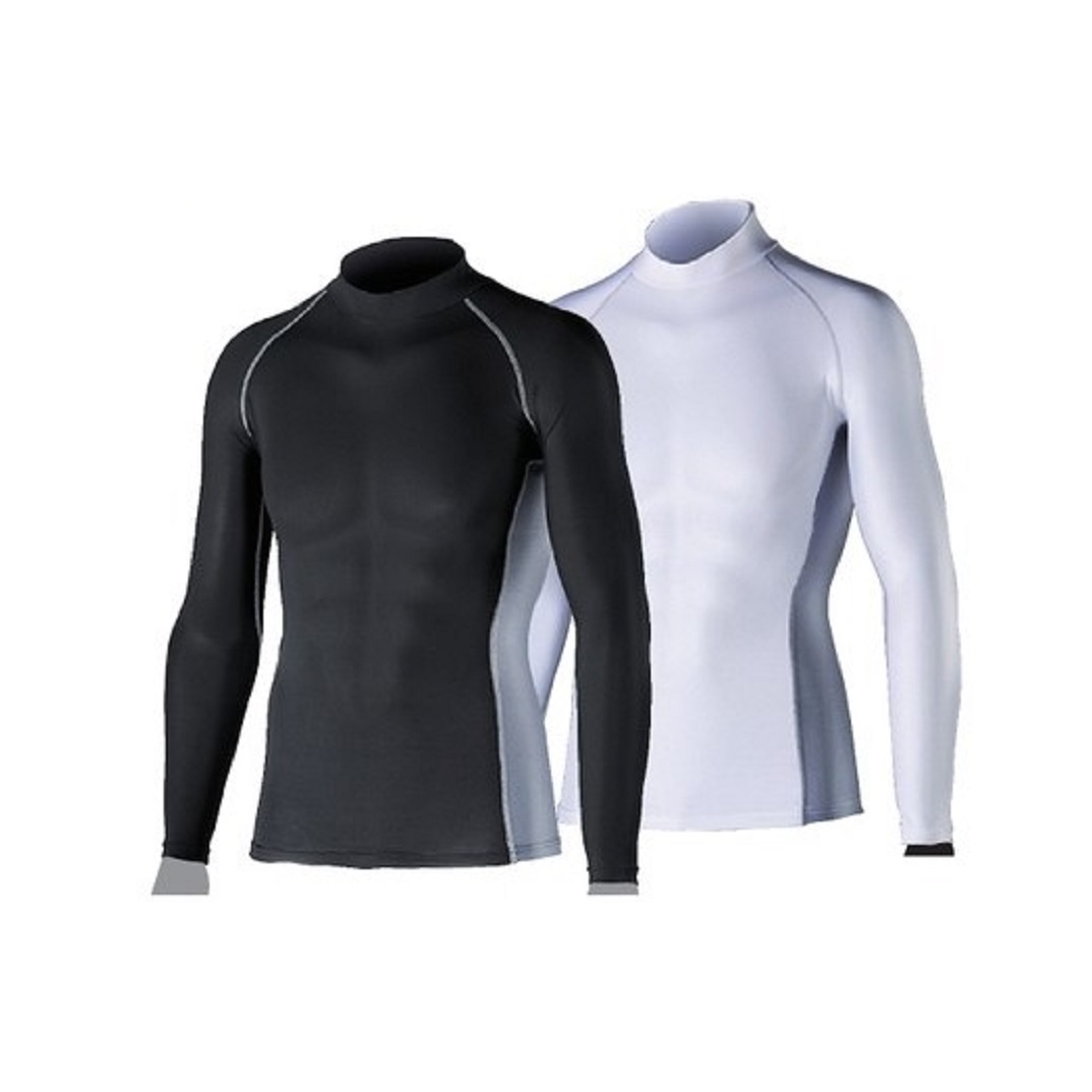 BT冷感 消臭長袖ハイネックシャツ ブラック・ホワイト