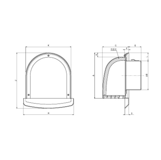 U型フ-ド付換気口 φ175 PS-SUV2【納期約10日】