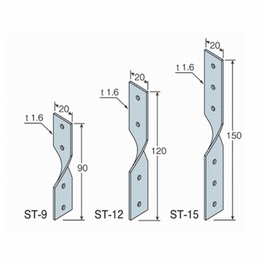 【完売御礼】Zマークひねり金物 ST-15 20mm×150mm×1.6mm(100本/BOX)