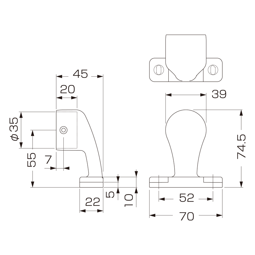 35φスリムエンドブラケット(平型) D-286