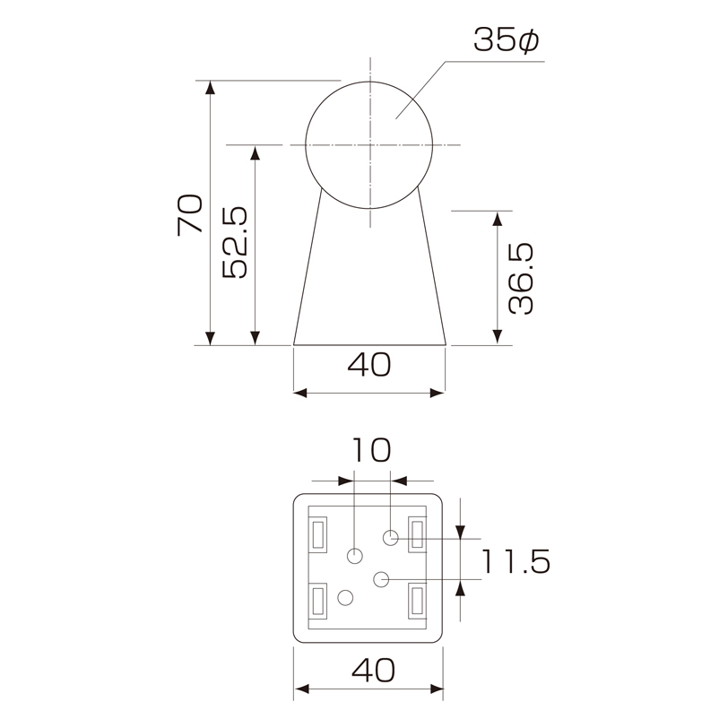 35φ直半受ブラケット D-227
