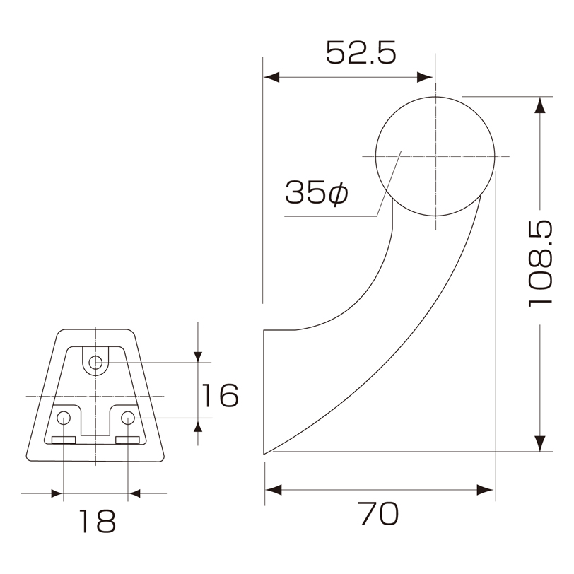 35φ壁半受ブラケット D-226