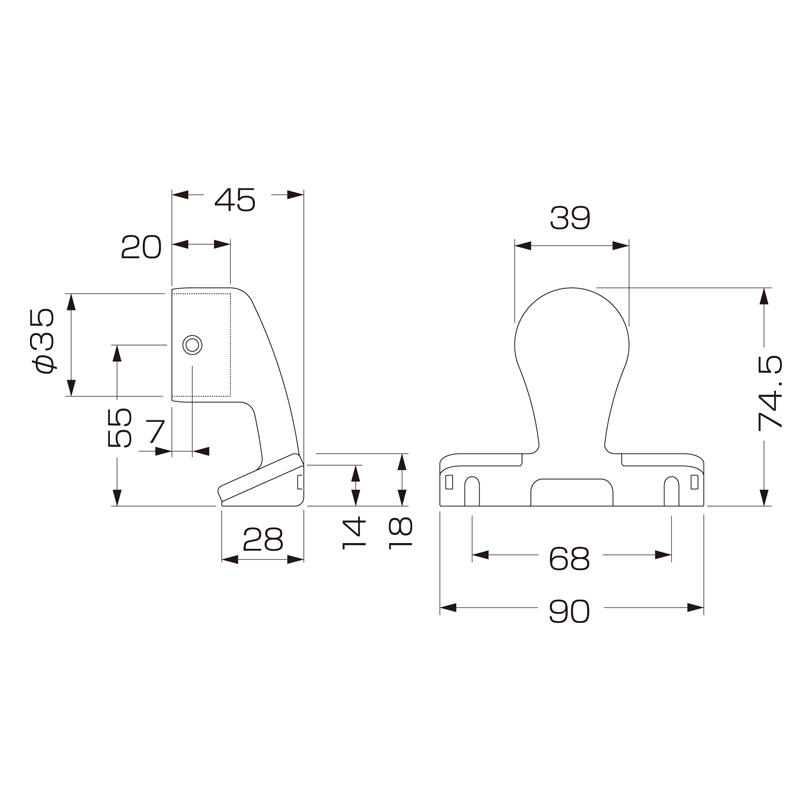35φ入隅用ブラケット止 D-291