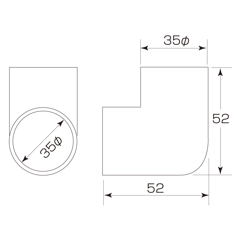 35φ90°固定コーナー金具 D-121