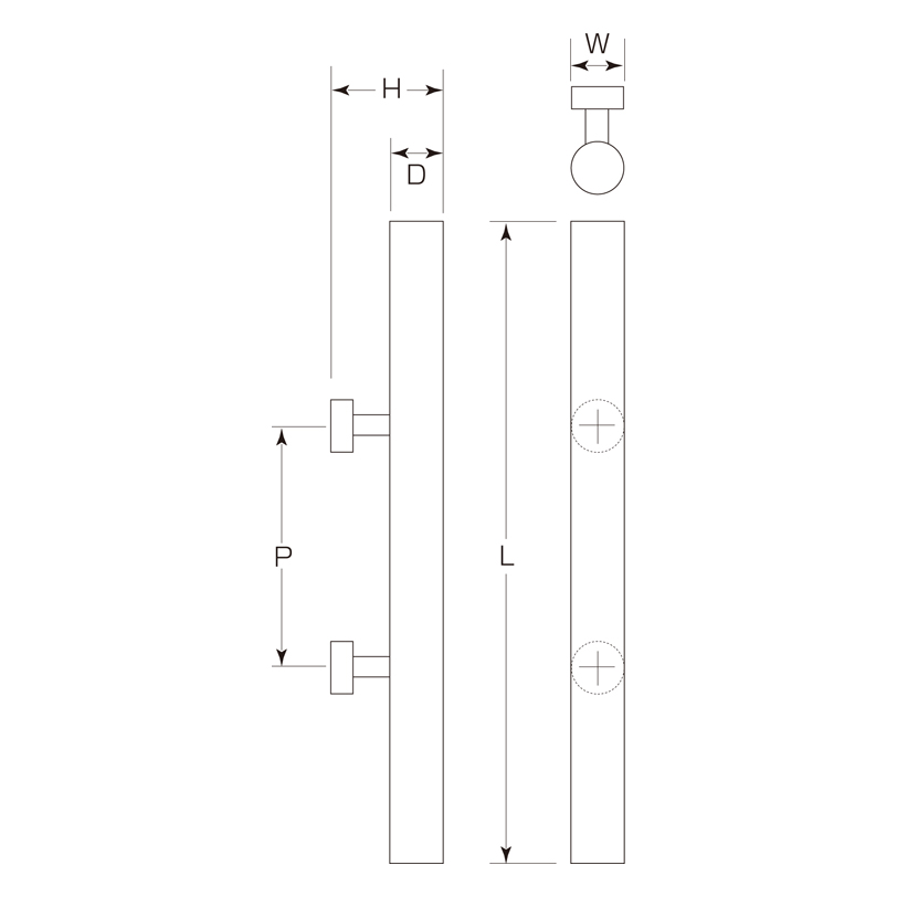 シラキウッド　吉野ハンドル（両面用）（35φ）　W-50