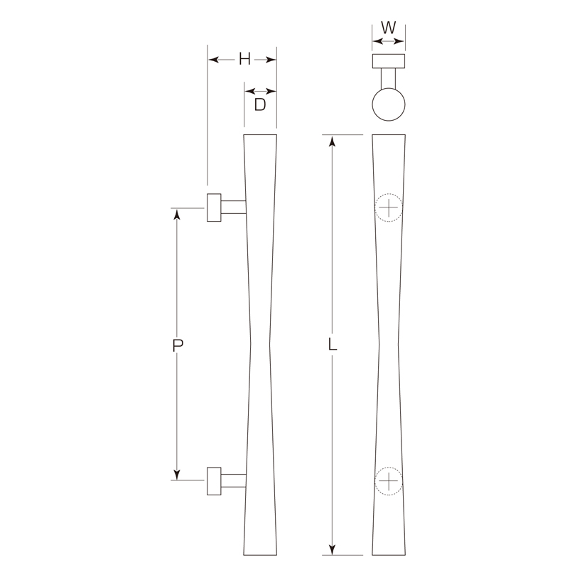 シラキウッド 六甲ハンドル(両面用)(40φ) W-55