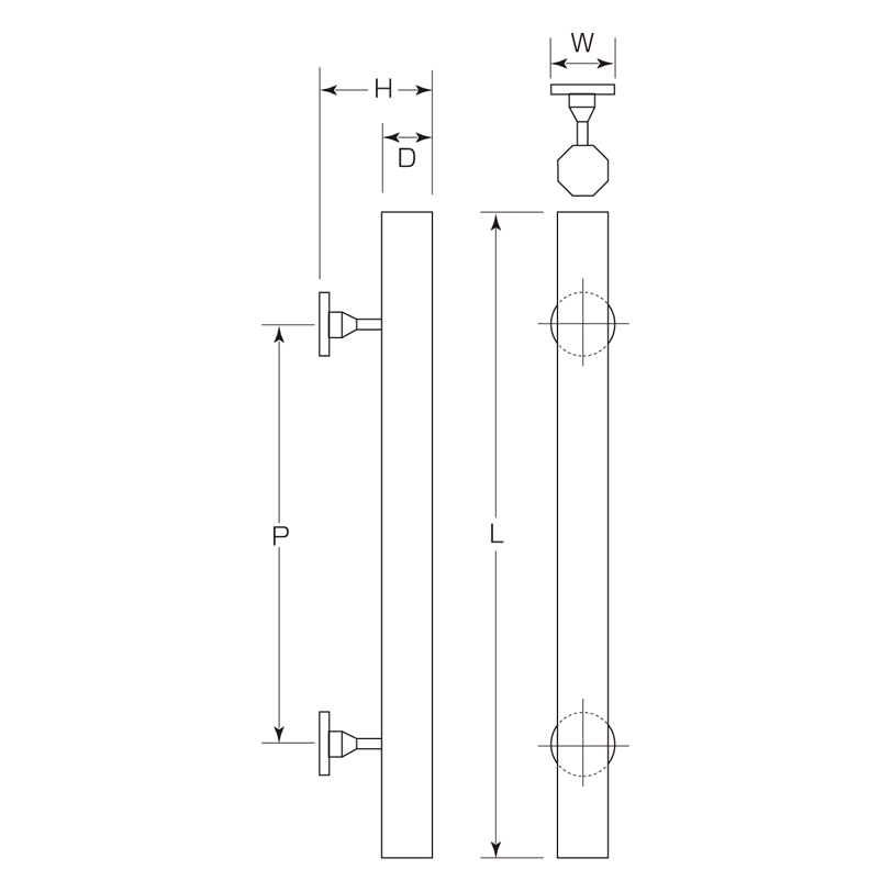 クロウッド 八角座付取手 W-175