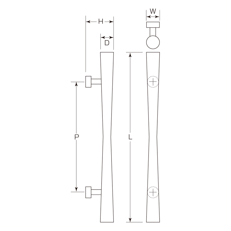マイウッド 太閤ドアーハンドル(両面用)(40φ) W-630
