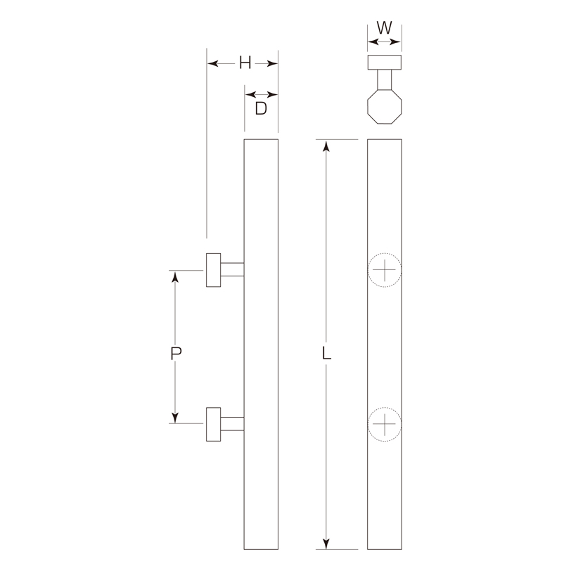 マイウッド 八角ドアーハンドル(両面用) W-680