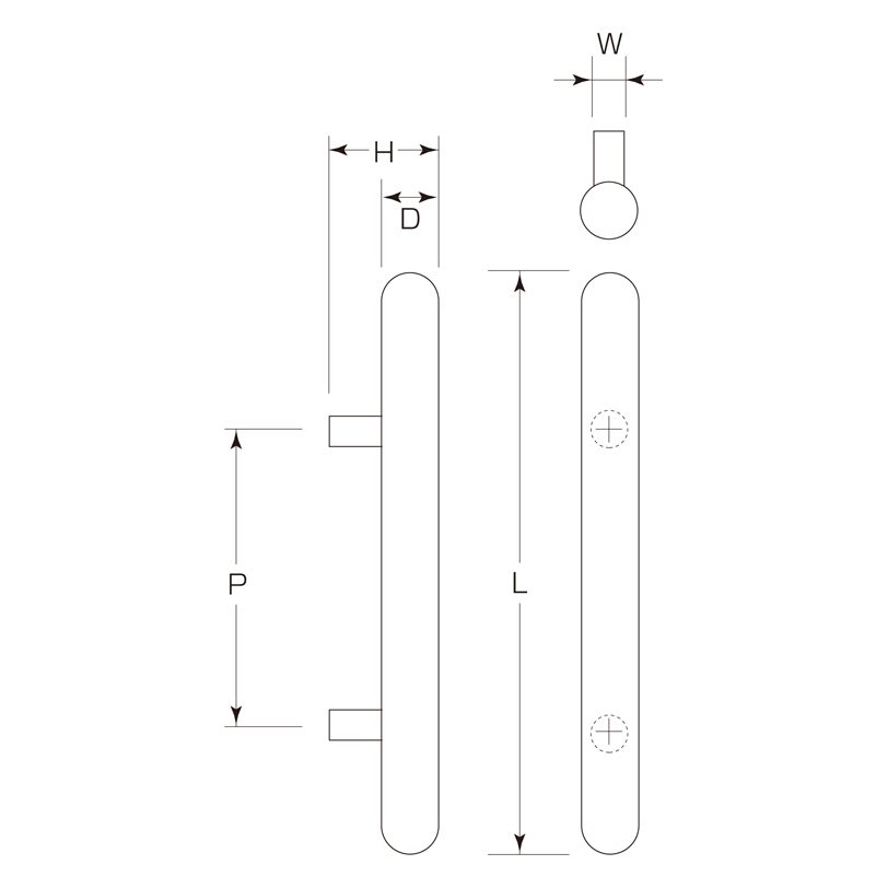マイウッド スマート丸棒ハンドル(両面用)(25φ) W-474