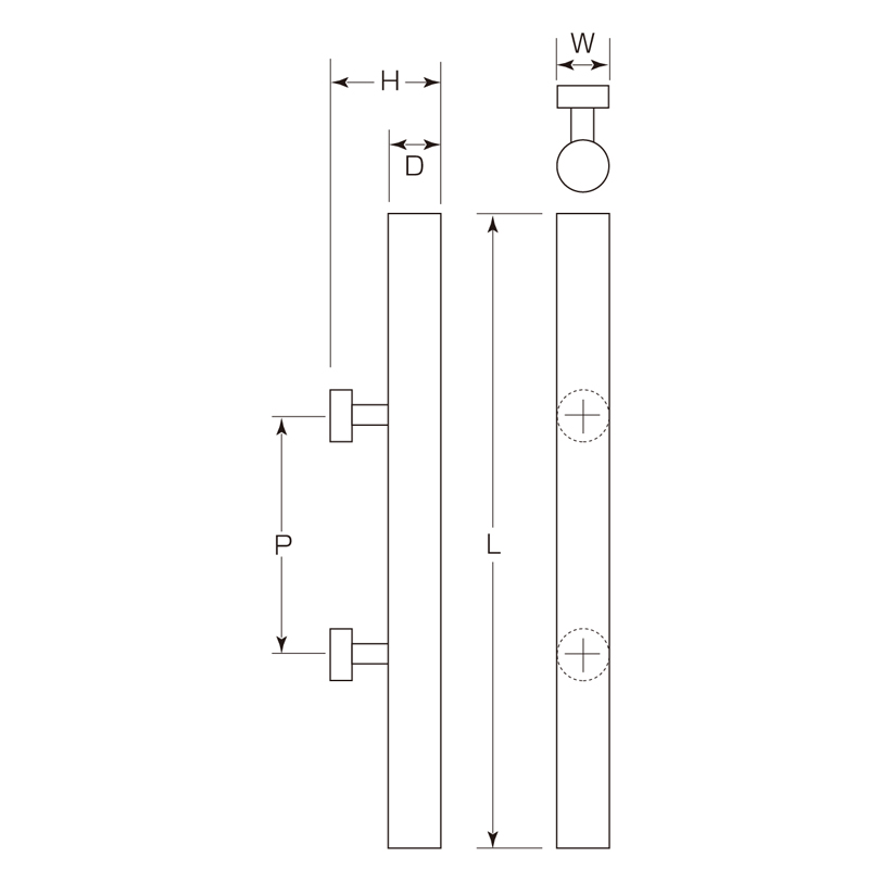 タモウッド 福岡ハンドル(両面用)(30φ) W-406