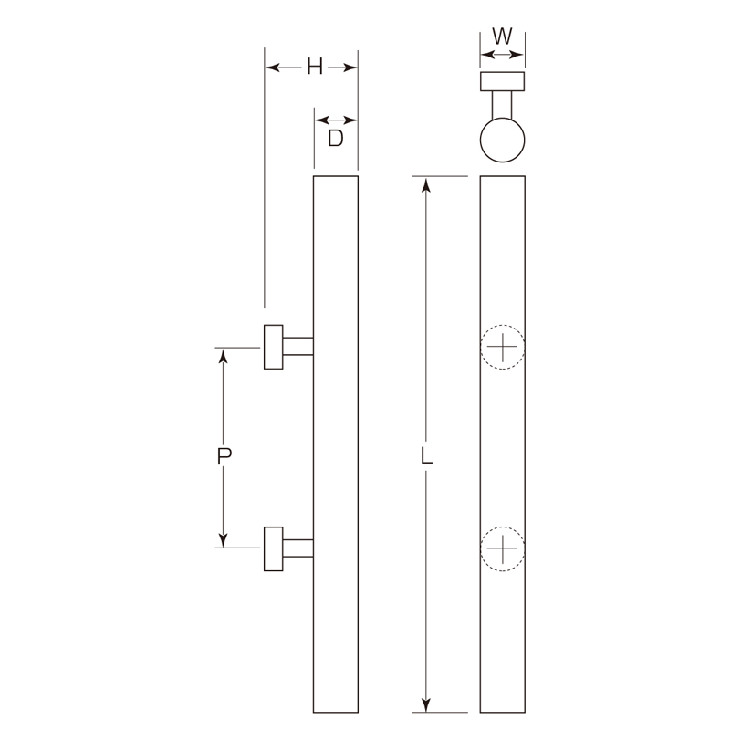 メープル丸棒ハンドル(両面用)(25φ) W-508