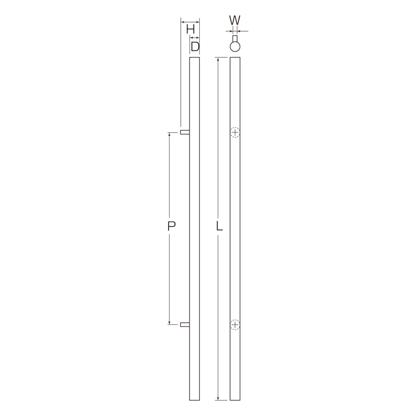 アッシュバーハンドル(両面用)(38φ) W-328