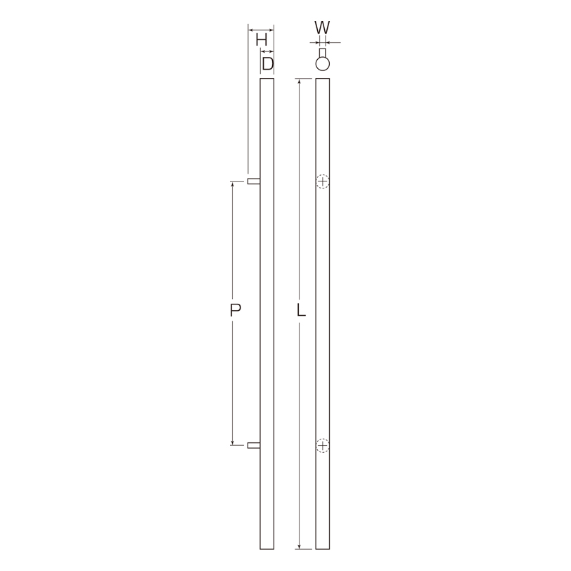 アッシュバーハンドル(バフ仕上)(両面用)(38φ) W-328B