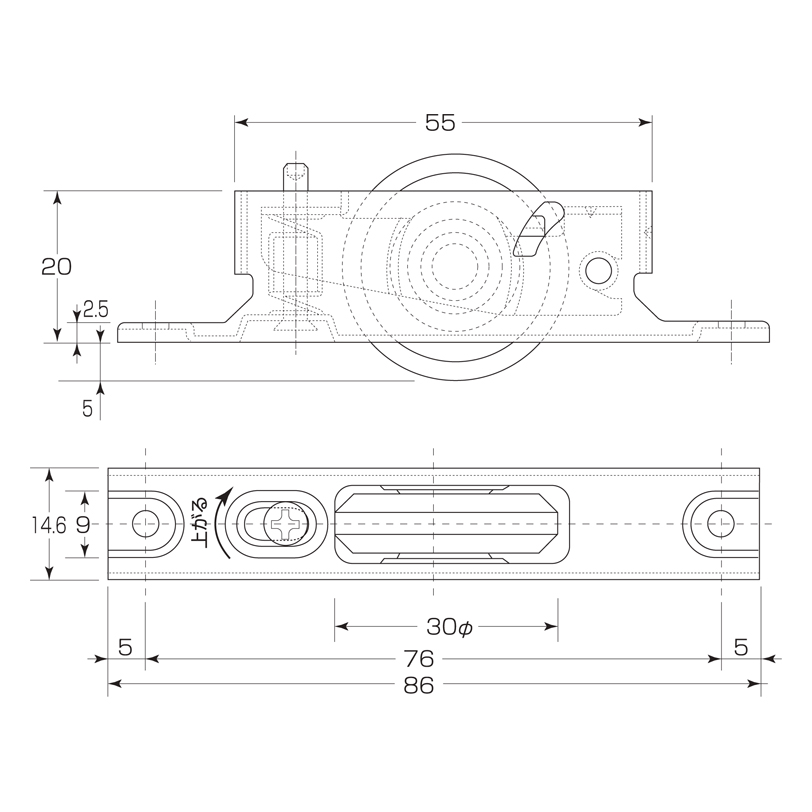 ST枠 上下アジャスト戸車(BR無) S-103