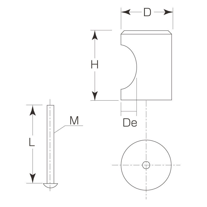 フラットつまみ（C型）（裏ビス） D-560 丸喜金属 | 業務用建材・建築資材の通販サイト【ソニテック】