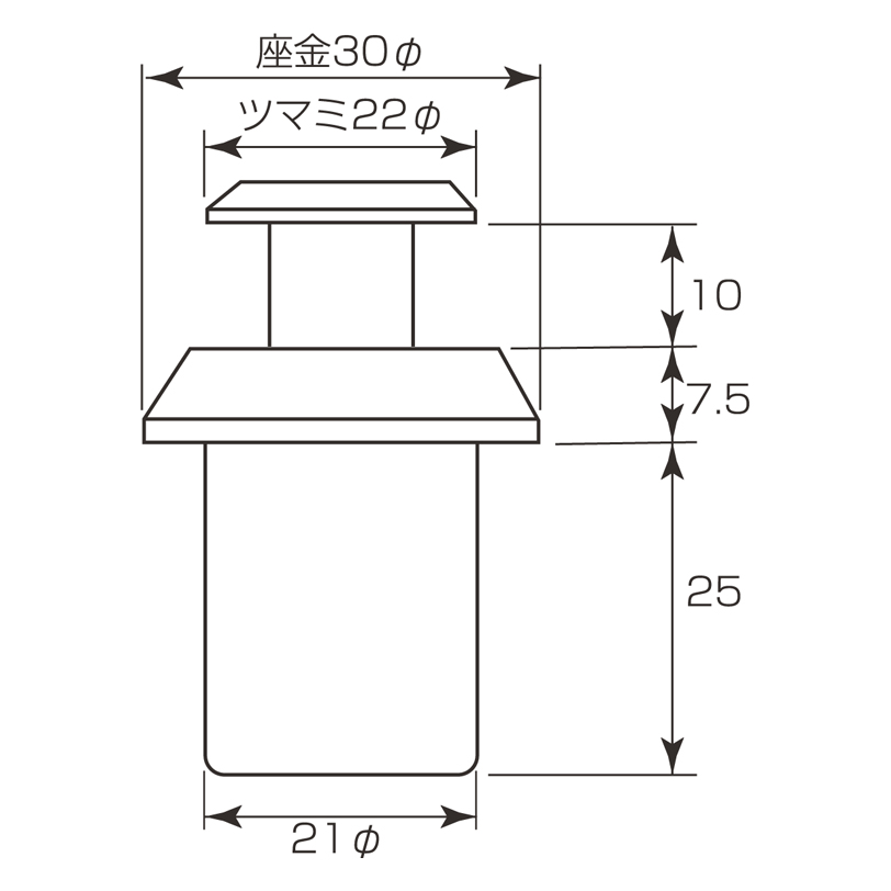 プッシュつまみ(面付型) PK-103-S30