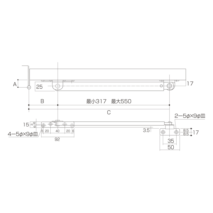 ステンレス ドアストッパー(内付内開・外付外開) S-312