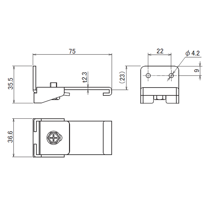 レクト40用 正面付ブラケット S-120スチール 日中製作所 業務用建材・建築資材の通販サイト【ソニテック】