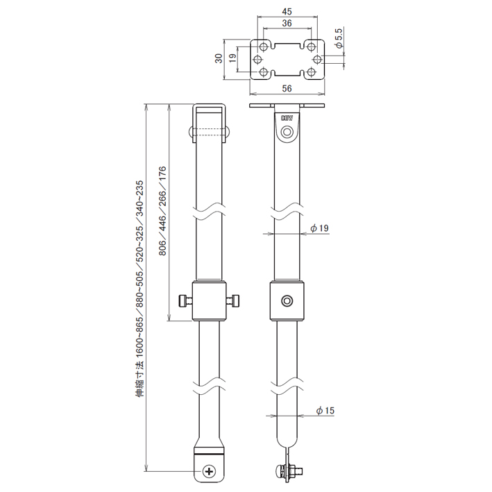 レクト30/40兼用 大型伸縮吊棒（小） CK-107スチール 日中製作所 業務用建材・建築資材の通販サイト【ソニテック】