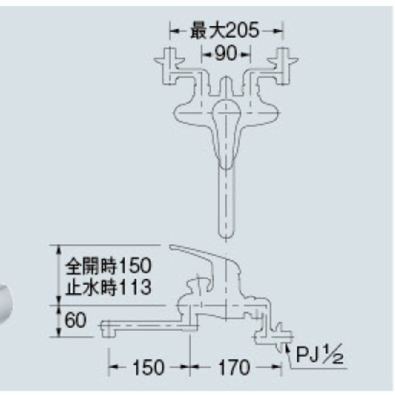 カクダイ シングルレバーシャワー混合栓 143-001 - 2
