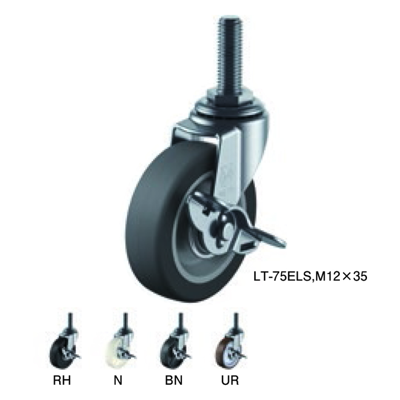 LT-65BNS,M12×14 Lシリーズ LT-S型 自在車ねじ込み式（ストッパー付） LT-65BNS,M12×14 車輪径D(ｍｍ) 65  ユーエイ 車輪径D(mm) 65