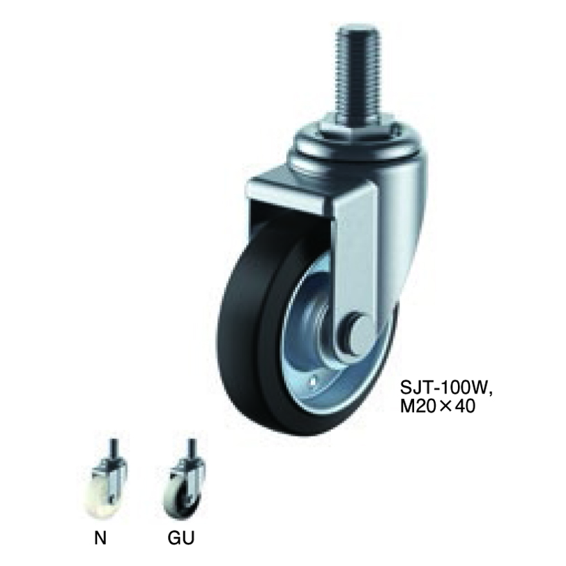 SJT-100UW,M20×40 SJシリーズ SJT型 自在車ねじ込み式 SJT-100UW,M20×40 車輪径D(ｍｍ) 100 ユーエイ  車輪径D(mm) 100