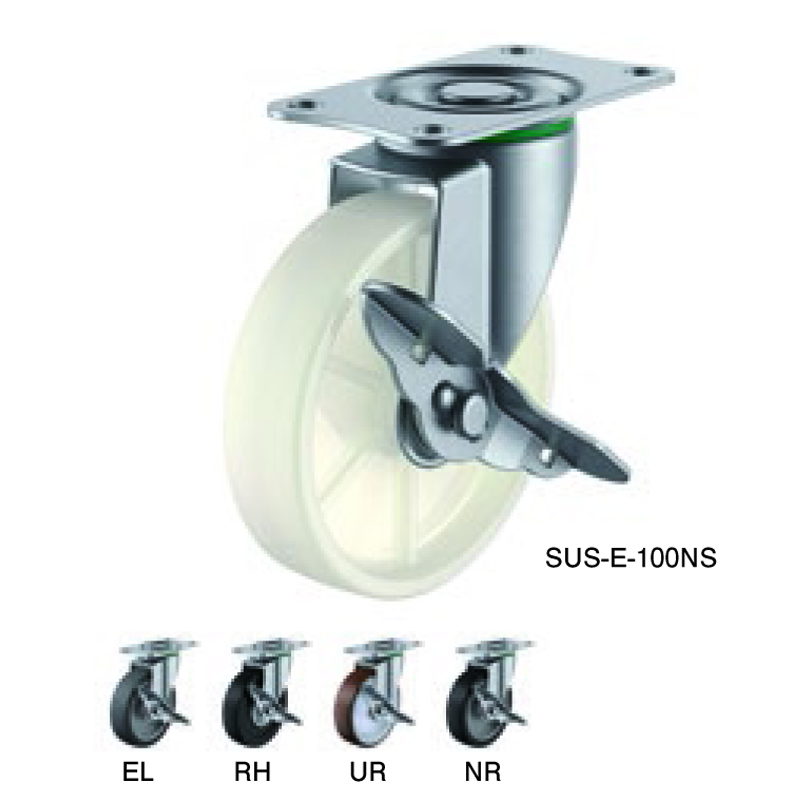 SUS-E-65ELS SUS-Eシリーズ SUS-E-S型 自在車プレート式（ストッパー付） SUS-E-65ELS 車輪径D(ｍｍ) 65  ユーエイ 車輪径D(mm) 65