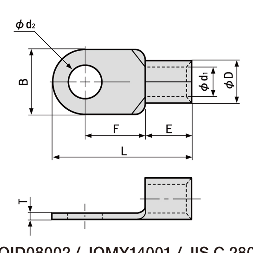 R 22-6 JP 裸圧着端子 丸形(R形) R 22-6 JP JAPPY d2：6.4 B：16.5 L：33.7 F：13.5 mm  業務用建材・建築資材の通販サイト【ソニテック】