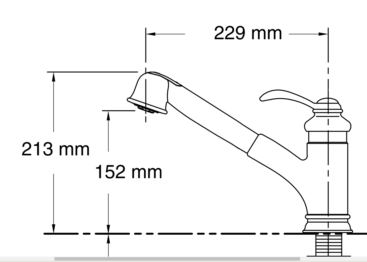 【廃盤】KOHLER フェアファックス シングルレバー キッチン水栓 K-12177-CP 吐水D229XH152 ポリッシュドクローム