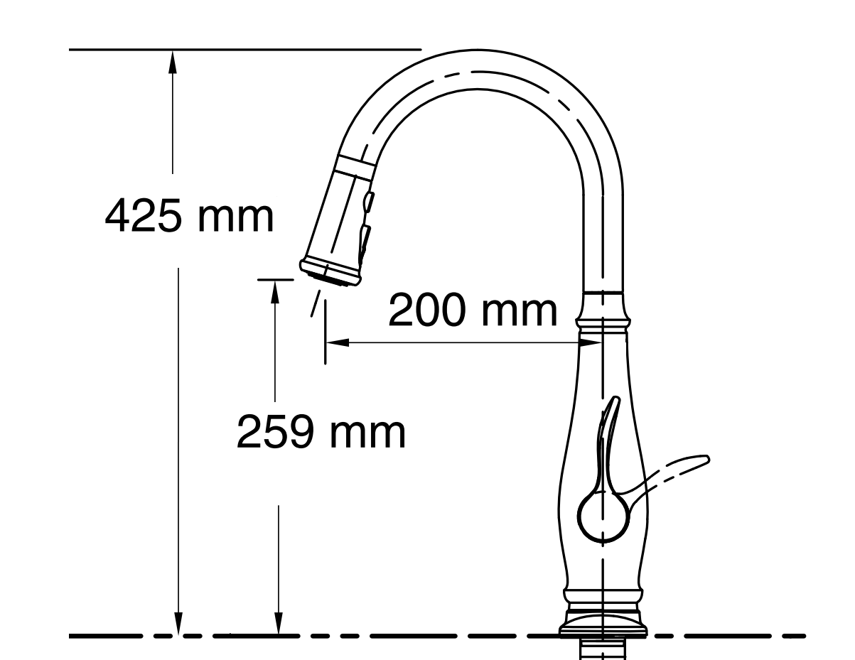 KOHLER クルーエット シングルレバー キッチン水栓 K-780-CP 吐水D200XH259 ポリッシュドクローム