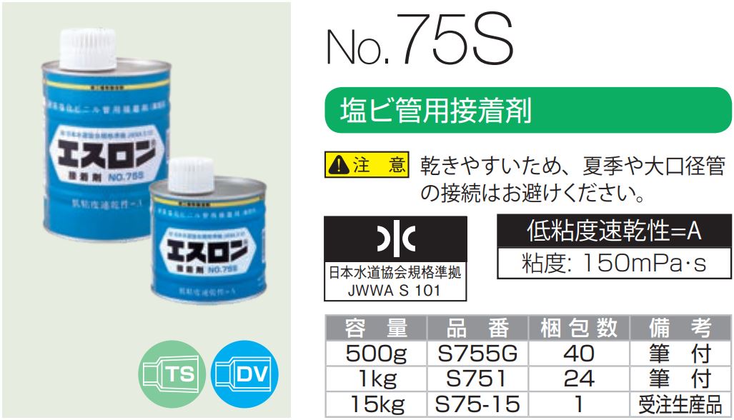 エスロン接着剤 No75S 500ｇ/缶 積水化学工業 | 業務用建材・建築資材の通販サイト【ソニテック】
