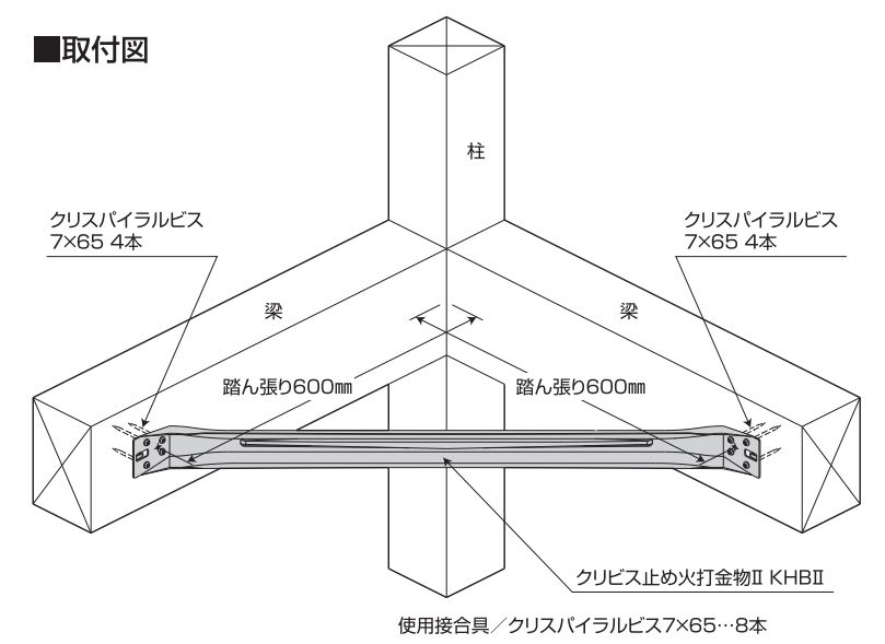 KHBⅡ クリビス火打ち金物Ⅱ KHBⅡ 栗山百造 張り長さ：600mm 業務用建材・建築資材の通販サイト【ソニテック】