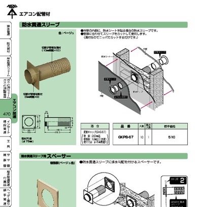 防水貫通スリ ブ Gkpb 67 75f ベ ジュ 配管キャップ別売 業務用建材 建築資材の通販サイト ソニテック