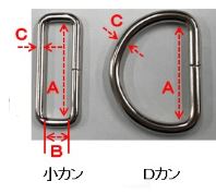平ベルト金具 Dカン 板送り 小カン