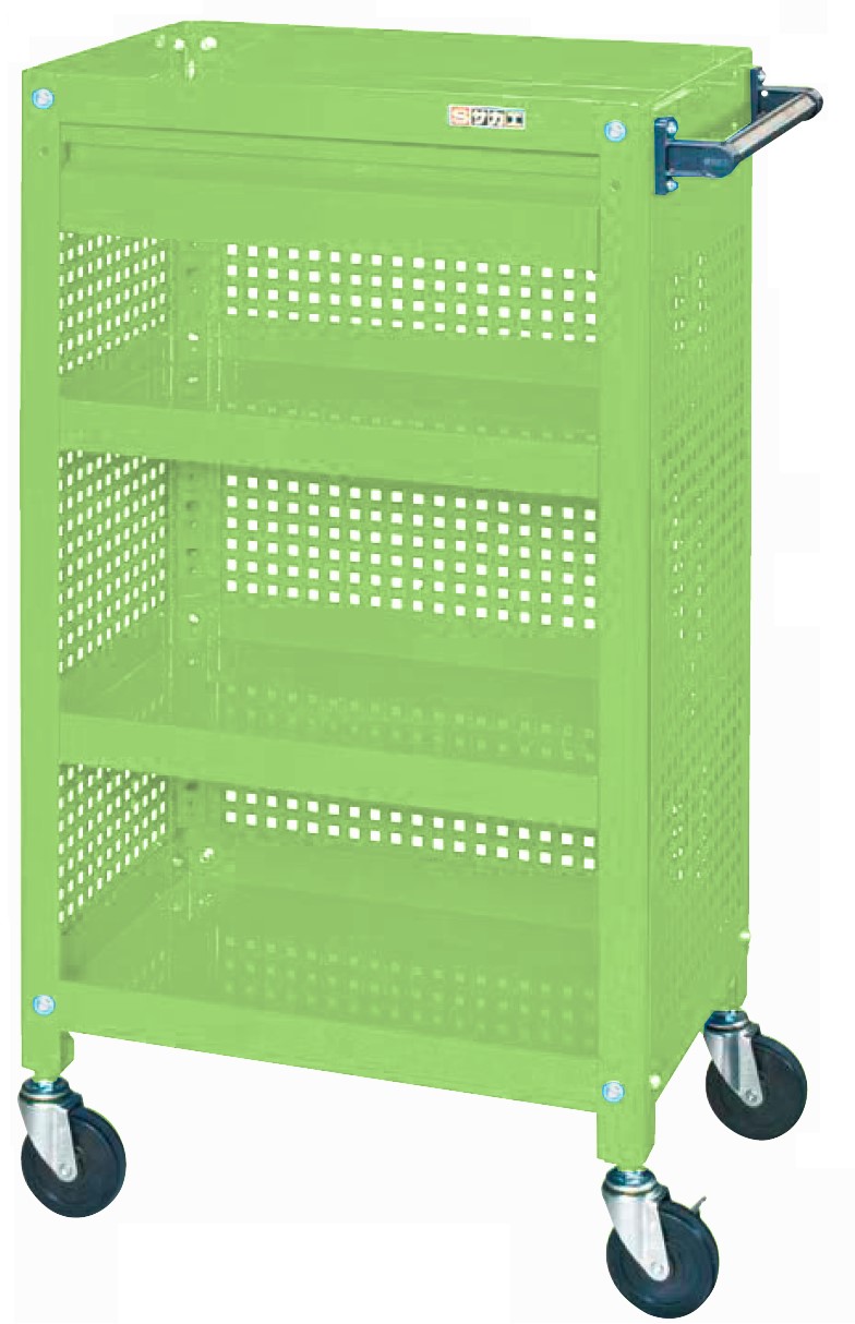 【廃盤】スーパースペシャルワゴン（パンチングパネル・引出し付） SSW-116RCP3 W600×D400×H1100 均等耐荷重200kg