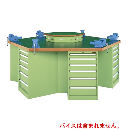 【廃盤】六角形作業台(キャビネットSKE-806W)付 KW6F-24JT W2400×D2080×H860(1010)