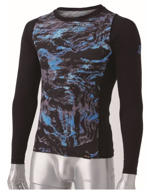 BT パワーストレッチEVO ロングスリーブ クルーネックシャツS~3L カモフラ×ブラック