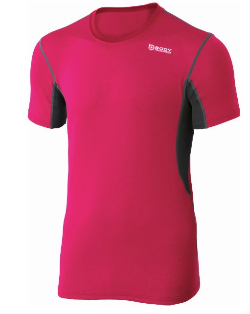 BTデュアルメッシュ　ショートスリーブ　クルーネックシャツS~3L マゼンタ×グレー