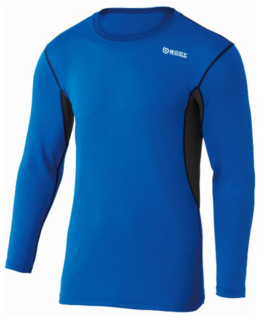 BTデュアルメッシュ　ロングスリーブ　クルーネックシャツS~3L ブルー×ネイビー