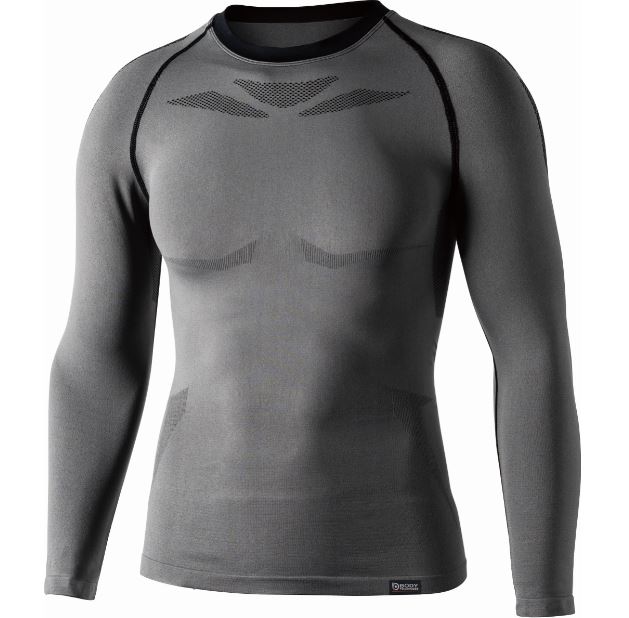 BTデュアルクロス　ロングスリーブ　クルーネックシャツS-M、M-L、L-LL グレー×ブラック