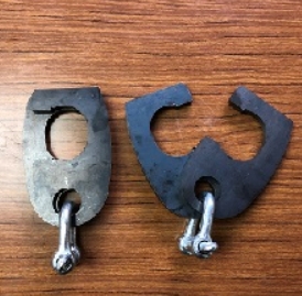 【廃番商品】単管引抜部材 杭っと システム 横入れ版 焼入れパーカー処理(4分シャックル付き)