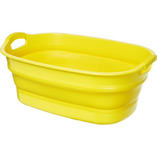 折りたたみタライ 水抜栓付 イエロー 23L
