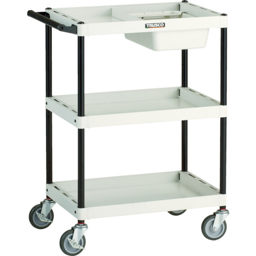 ツールワゴンベスト サイドハンドル 3段 2ウェイ棚板付き W色