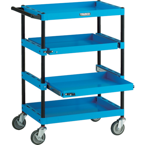 ツールワゴンベスト サイドハンドル 4段 スライド棚板付き SB色