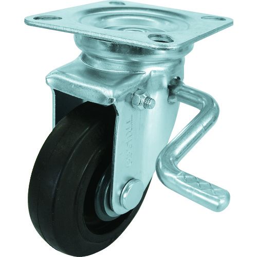 プレス製ナイロンホイールゴムキャスター 自在ストッパー付Φ100