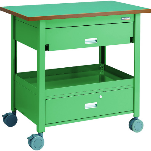 天板付ワゴン 両面引出し上下各1段付 棚板1段 GN