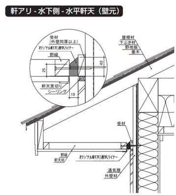オリジナル軒天通気ライナー V-ORNTL (厚)18㎜×(高)40㎜×(長)1,820㎜