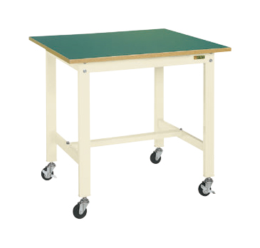 軽量作業台KKタイプ(移動式・直進安定金具無し) KK-38/39/48/49/58/59/68/69/70FUB1I 本体:アイボリー・サカエリューム天板:グリーン